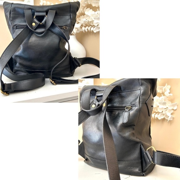 In Pell by Valentina Made in Italy Black Leather Backpack - Picture 4 of 17